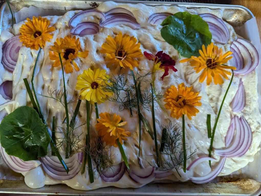 Picassoloaf decorated sourdough focaccia on the Sunshine Coast BC